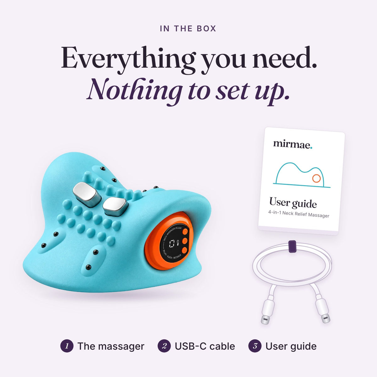 In the box: massager, USB-C cable and user guide