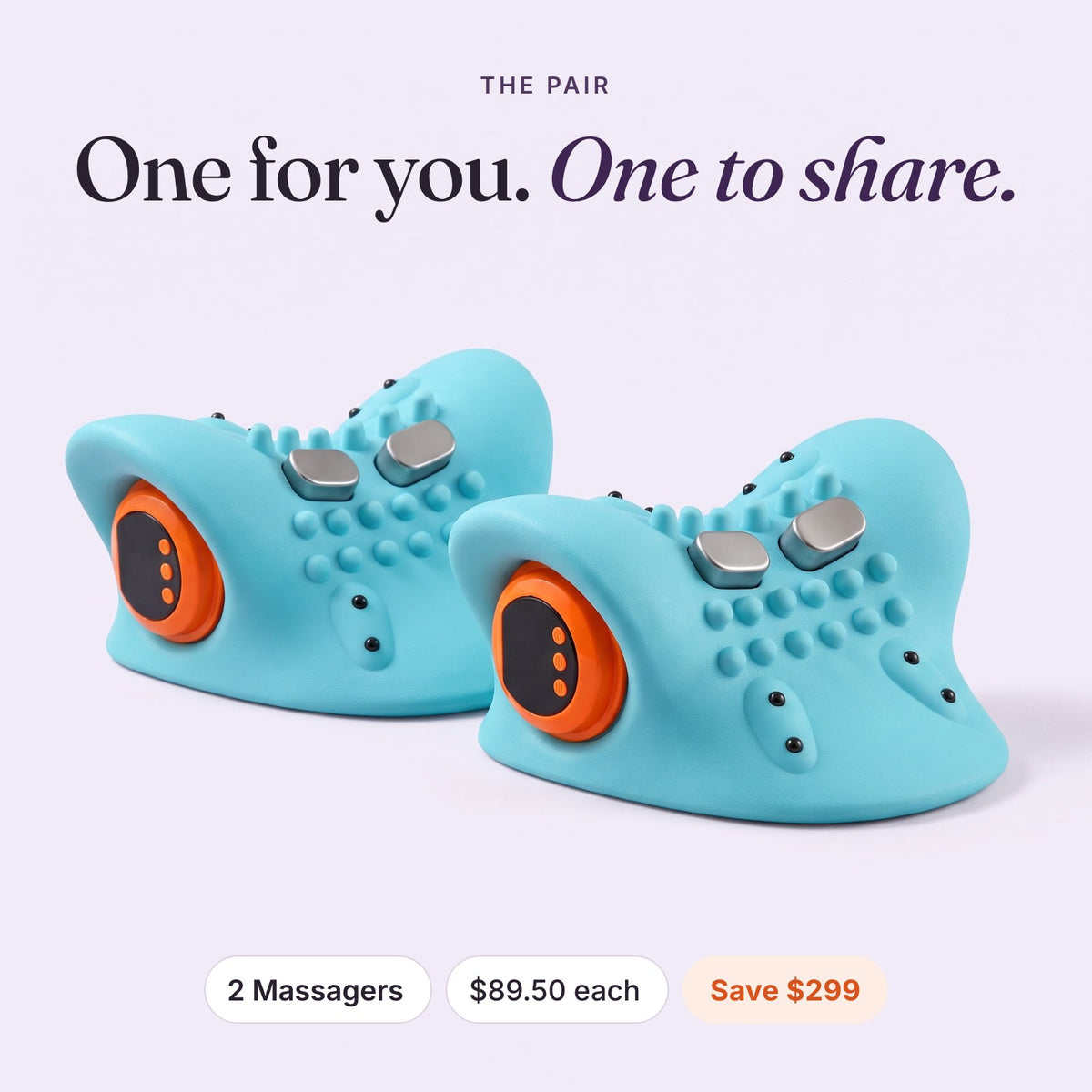 Two Mirmae massagers, one to share